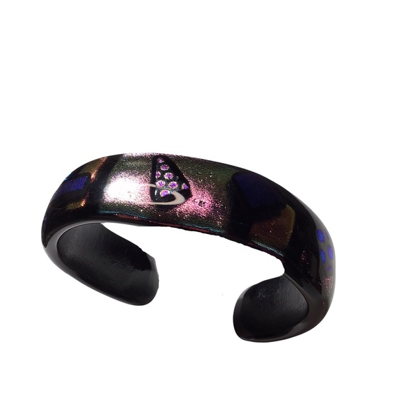 Kirkland Artist Co-Op - Vintage Dichroic Glass Cuff Bracelet - OS - Picture 5 of 11